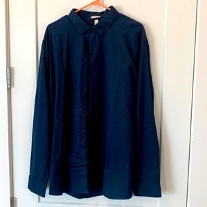 Artefact Nolan Stretch Jasper Shirt Mens XL Navy‎ Blue Slim Fit Button Down New